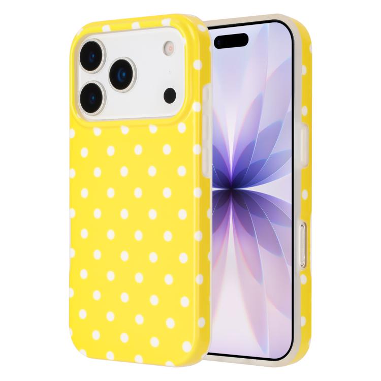 For iPhone 17 Pro IMD Colorful Dots Pattern TPU Full Coverage Phone Case(Yellow)