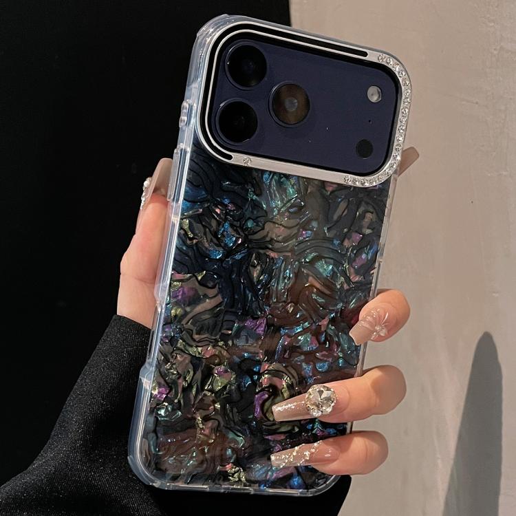 For iPhone 17 Pro Ink Rhythm Colorful Shell Pattern TPU Hybrid IMD Phone Case(Black)