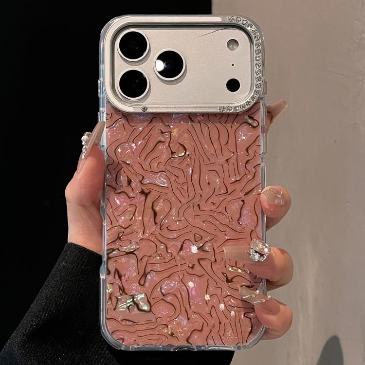 For iPhone 17 Pro Ink Rhythm Colorful Shell Pattern TPU Hybrid IMD Phone Case(Brown)