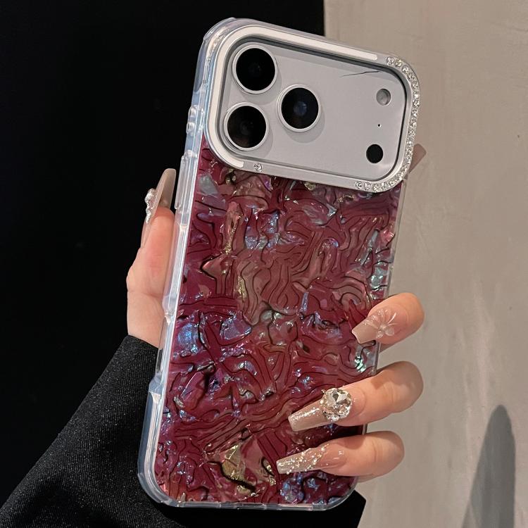 For iPhone 17 Pro Ink Rhythm Colorful Shell Pattern TPU Hybrid IMD Phone Case(Wine Red)