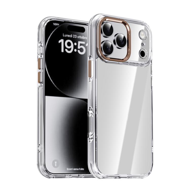 For iPhone 17 Pro iPAKY Mingxing Series Shockproof PC+TPU Phone Case(Transparent + Desert Gold)