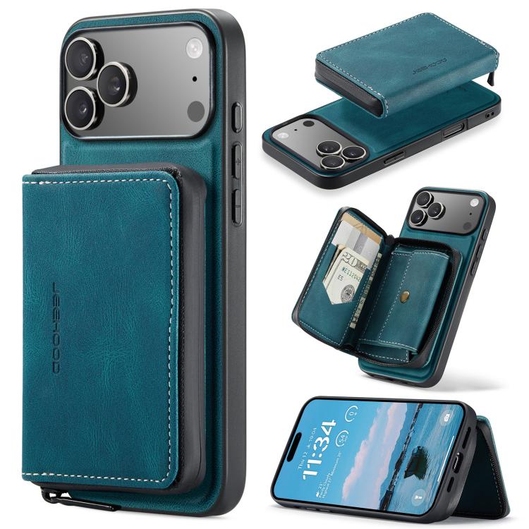 For iPhone 17 Pro JEEHOOD J02 Magnetic Zipper Horizontal Flip Leather Phone Case(Blue)