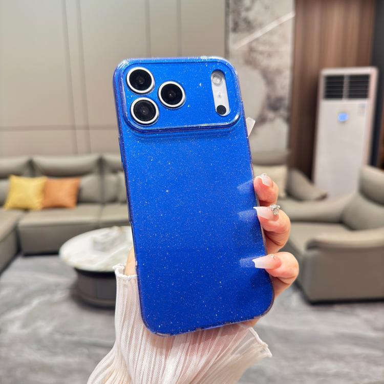 For iPhone 17 Pro Jelly Glitter Solid Color TPU Phone Case(Dark Blue)