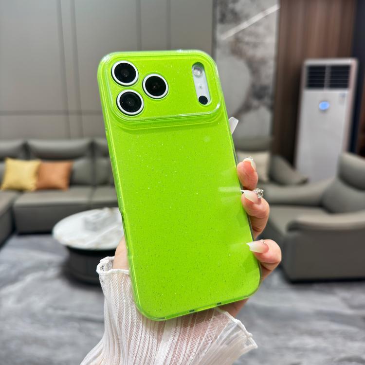 For iPhone 17 Pro Jelly Glitter Solid Color TPU Phone Case(Fluorescent Green)