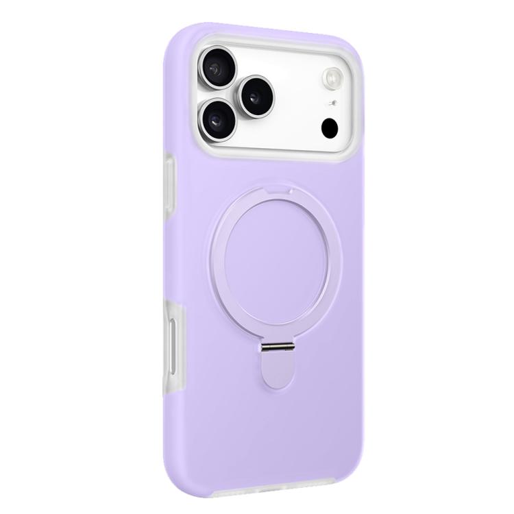 For iPhone 17 Pro Jelly Liquid Silicone MagSafe Holder Phone Case(Light Purple)