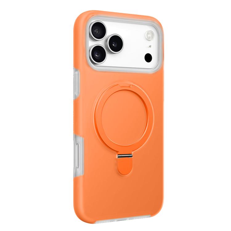 For iPhone 17 Pro Jelly Liquid Silicone MagSafe Holder Phone Case(Orange)