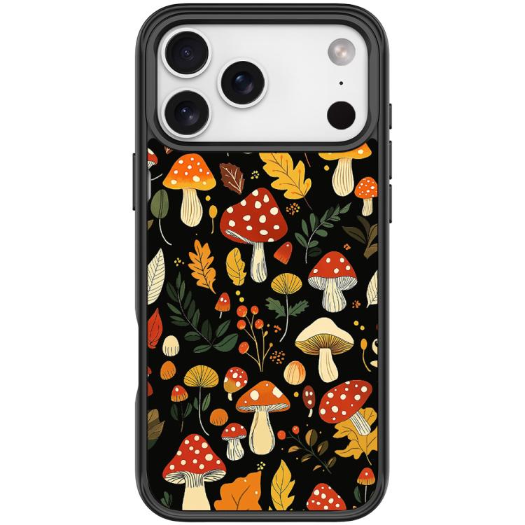 For iPhone 17 Pro Jungle Mushrooms Pattern Magnetic Phone Case(Black)