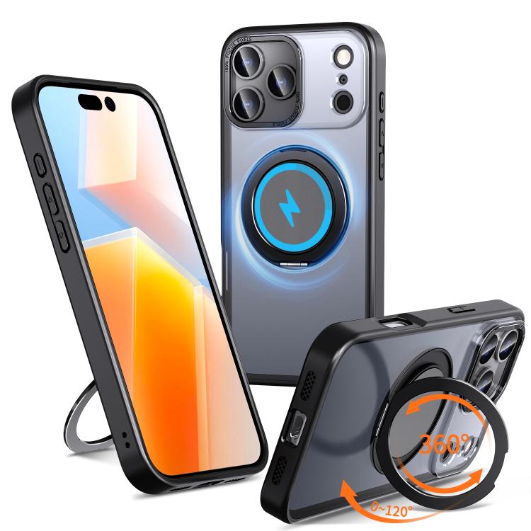 For iPhone 17 Pro Kalebol 360-degree Rotating MagSafe Magnetic Holder Phone Case(Black)