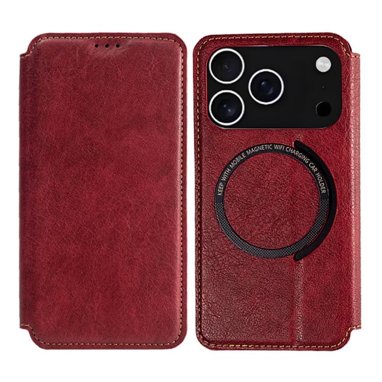 For iPhone 17 Pro Kalebol Flip Card Slot MagSafe Leather Phone Case(Red)