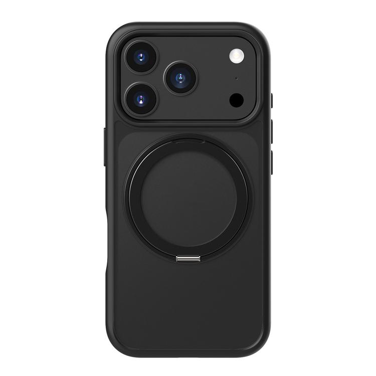 For iPhone 17 Pro Kalebol Frosted MagSafe Holder Acrylic Hybrid TPU Phone Case(Black)