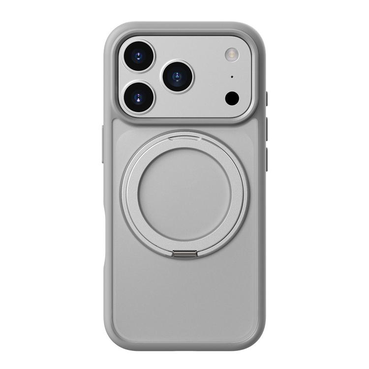 For iPhone 17 Pro Kalebol Frosted MagSafe Holder Acrylic Hybrid TPU Phone Case(Cobble Grey)