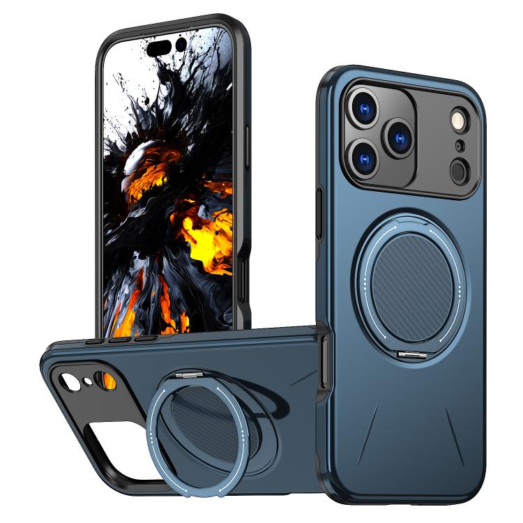 For iPhone 17 Pro Kalebol Magnetic MagSafe Rotation Holder PC Phone Case(Blue)