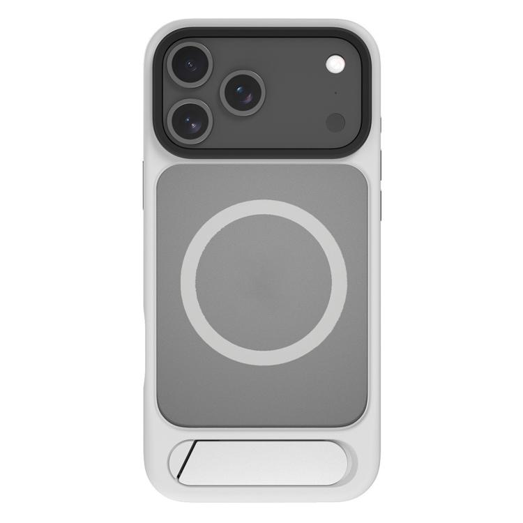 For iPhone 17 Pro Kalebol MagSafe Invisible Tilt Holder PC Hybrid TPU Case(Grey White)