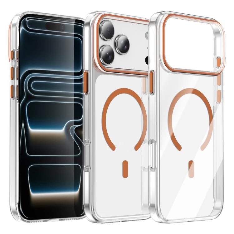 For iPhone 17 Pro Kemeng Clear PC Magnetic Phone Case(Orange)