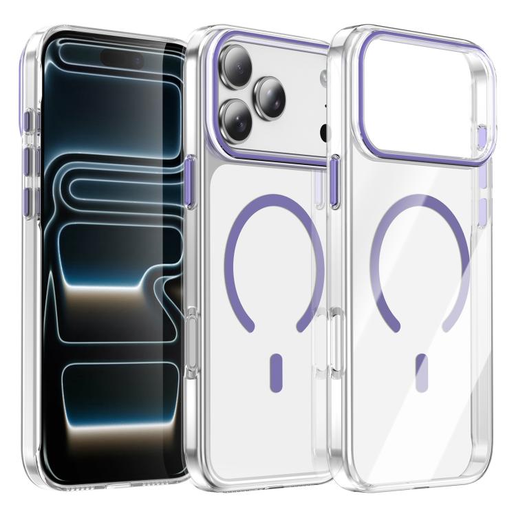 For iPhone 17 Pro Kemeng Clear PC Magnetic Phone Case(Purple)