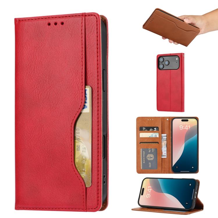 For iPhone 17 Pro Knead Skin Texture Flip Leather Phone Case(Red)