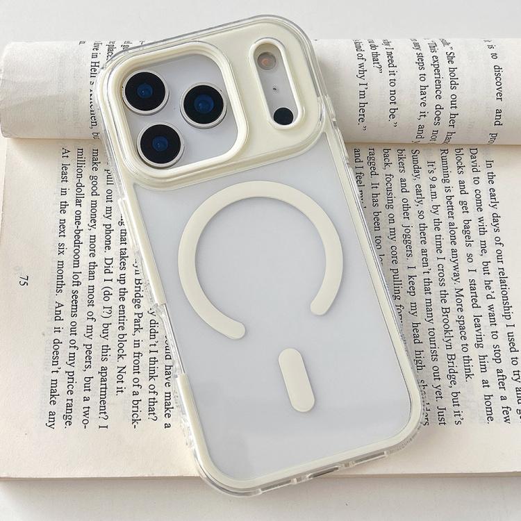 For iPhone 17 Pro Large Hole Camera Macaron Transparency MagSafe Phone Case(Light Gold)