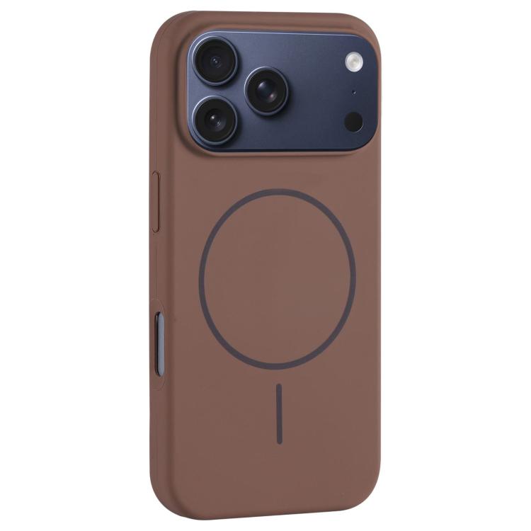 For iPhone 17 Pro Large Hole Camera MagSafe Liquid Silicone Full Coverage Phone Case(Brown)