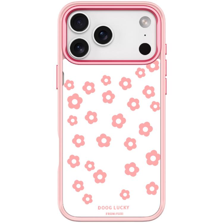 For iPhone 17 Pro Laser Flower Pattern Magnetic Phone Case(Pink)