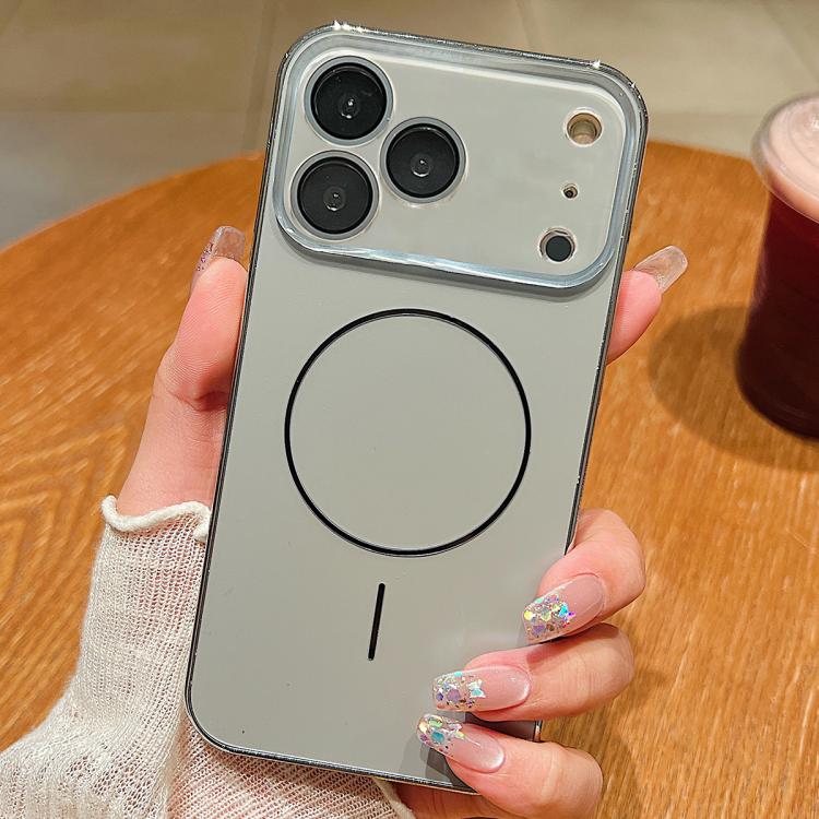 For iPhone 17 Pro Laser Large Hole Camera Frame Fine Ring Magsafe Phone Case(Titanium Gray)