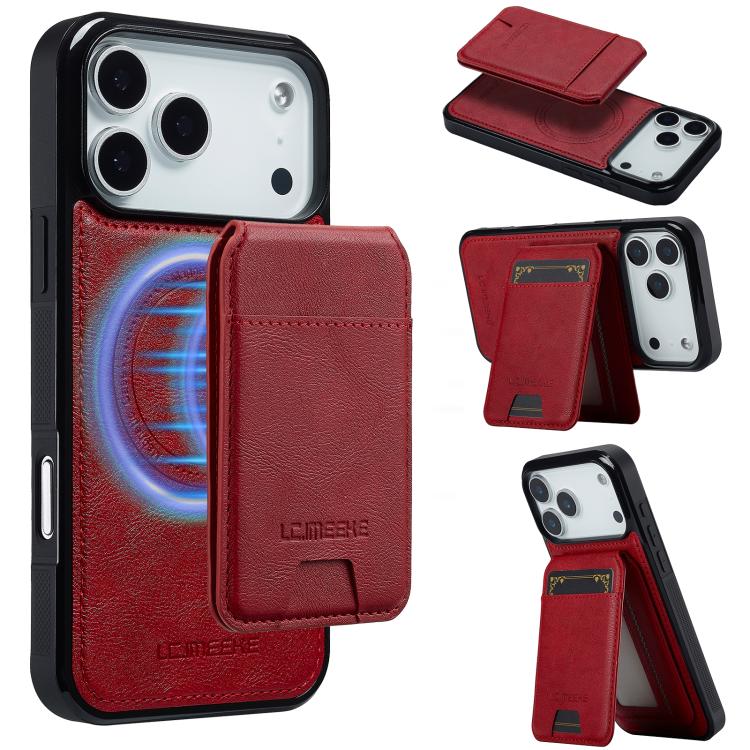 For iPhone 17 Pro LC.IMEEKE L3 Series Detachable RFID Card Bag Magsafe Phone Case(Red)