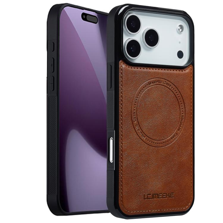 For iPhone 17 Pro LC.IMEEKE Magsafe Phone Case(Brown)