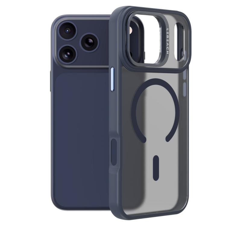 For iPhone 17 Pro LeReach Le-Luster Series Metal Lens Kickstand Magnetic Phone Case(Blue)