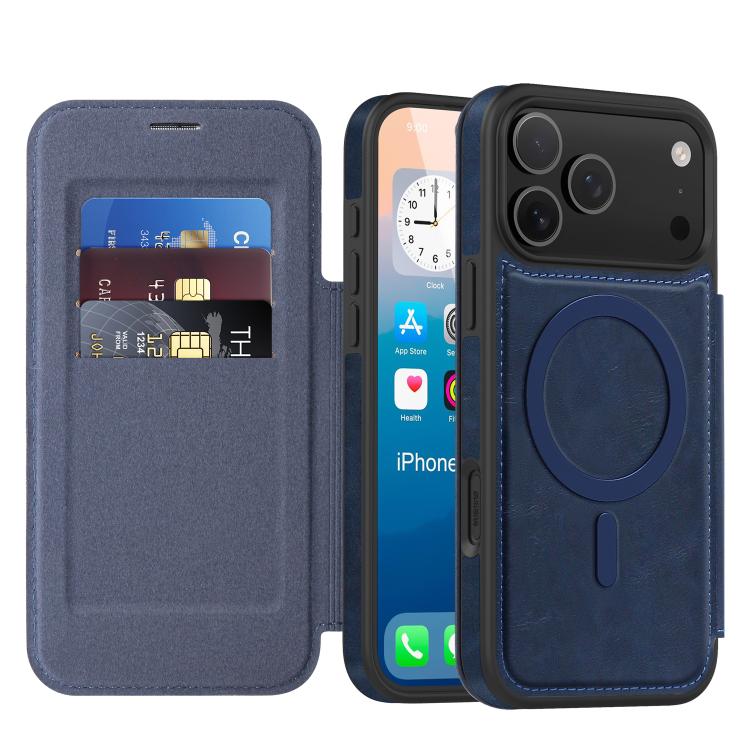 For iPhone 17 Pro Linton MagSafe Leather Phone Case(Blue)