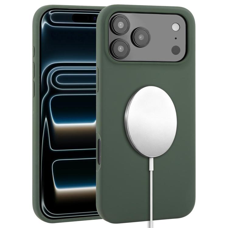 For iPhone 17 Pro Liquid Silicone Full Coverage MagSafe Phone Case(Deep Green)