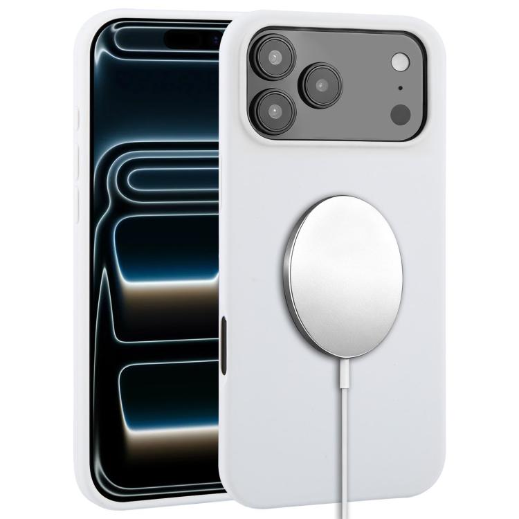 For iPhone 17 Pro Liquid Silicone Full Coverage MagSafe Phone Case(White)