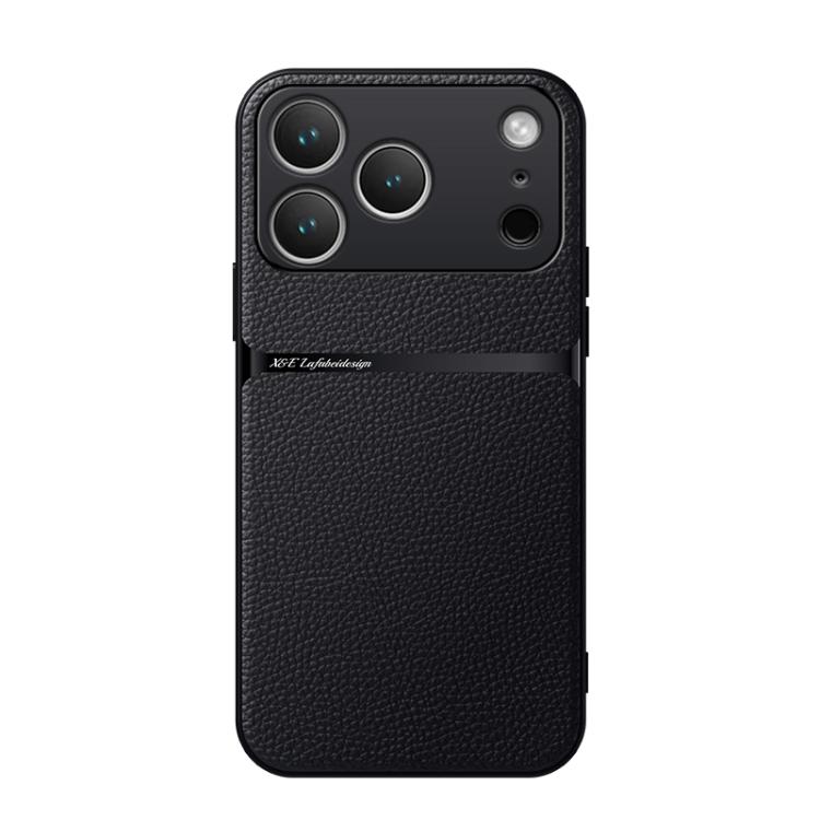 For iPhone 17 Pro Litchi Leather Magnetic Full Coverage Shockproof Phone Case(Black)