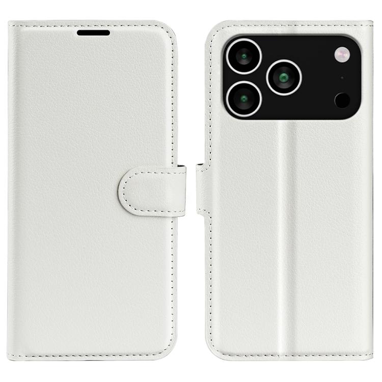 For iPhone 17 Pro Litchi Texture Horizontal Flip Leather Phone Case with Holder(White)