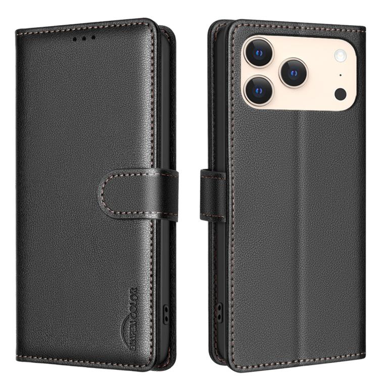 For iPhone 17 Pro Litchi Texture RFID Anti-theft Leather Phone Case(Black)