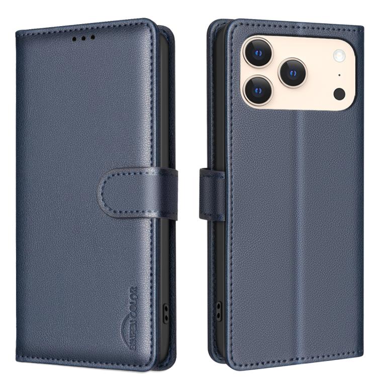 For iPhone 17 Pro Litchi Texture RFID Anti-theft Leather Phone Case(Blue)