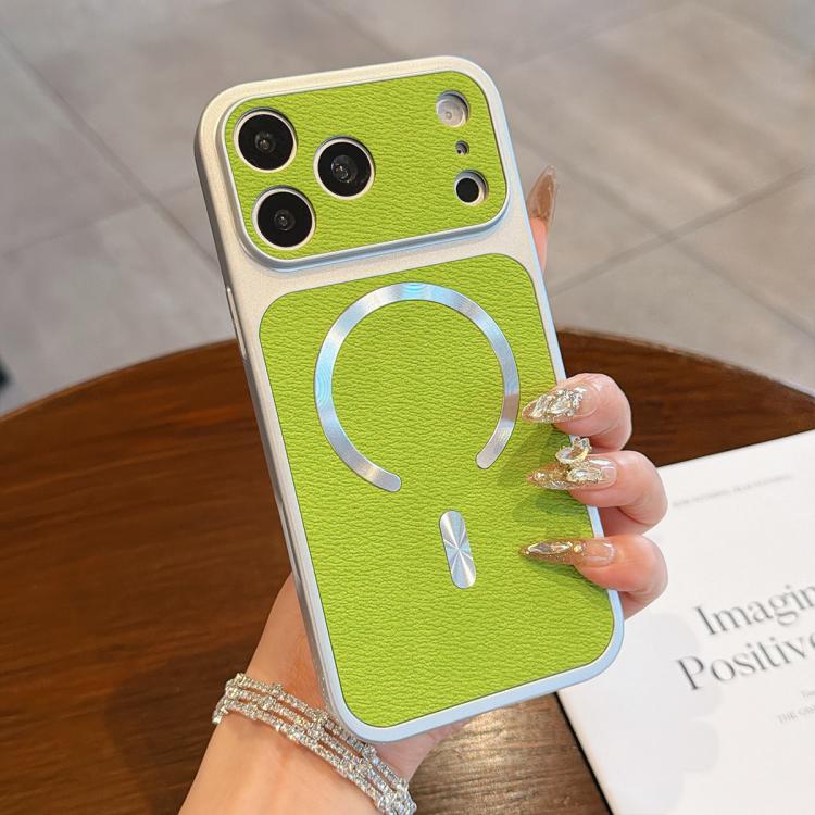 For iPhone 17 Pro Litchi Texture Vegan Leather Magnetic Phone Case(Green)