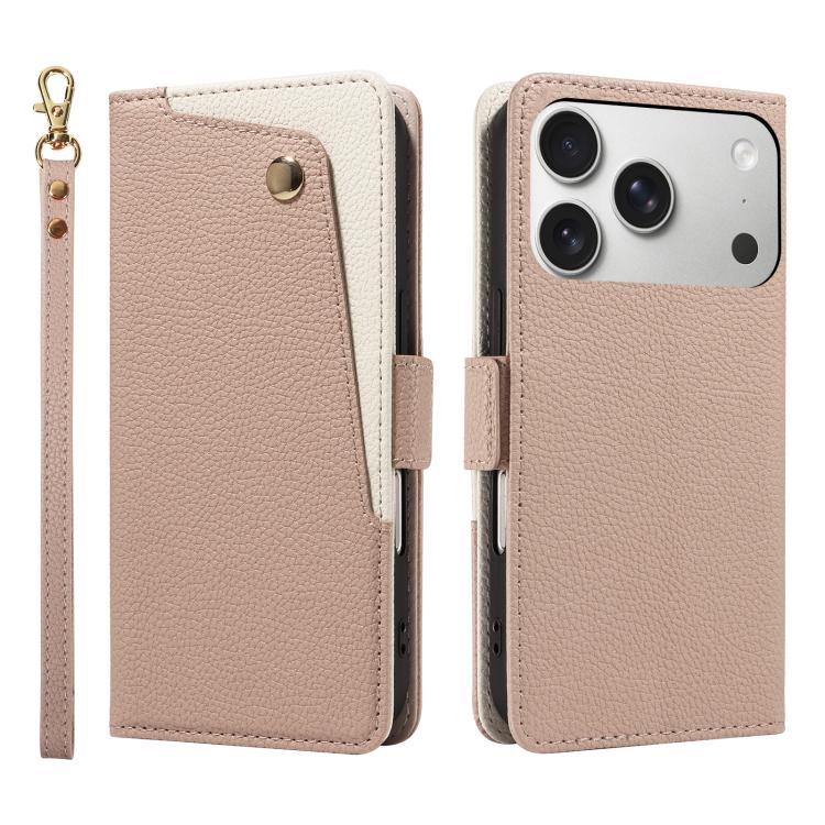 For iPhone 17 Pro Litchi Texture Wallet Mirror Leather Phone Case(Pink)