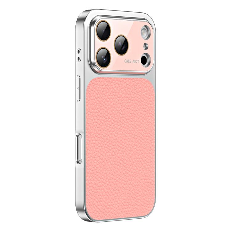 For iPhone 17 Pro Litchi Textured TPU Phone Case with Lens Film(Light Pink)