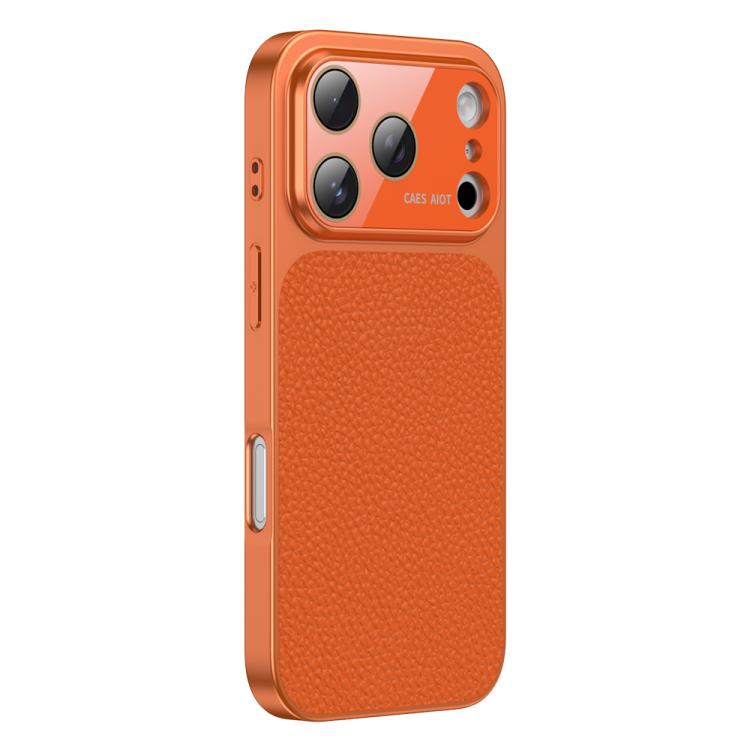 For iPhone 17 Pro Litchi Textured TPU Phone Case with Lens Film(Orange)