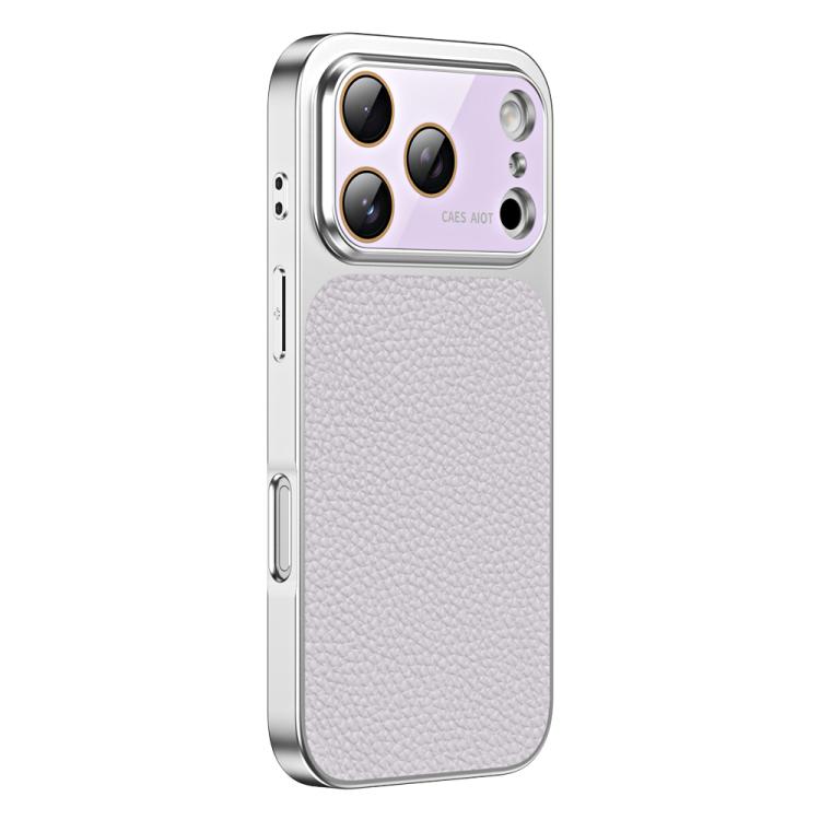 For iPhone 17 Pro Litchi Textured TPU Phone Case with Lens Film(Purple)
