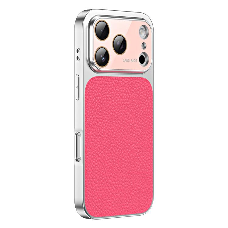 For iPhone 17 Pro Litchi Textured TPU Phone Case with Lens Film(Rose Pink)