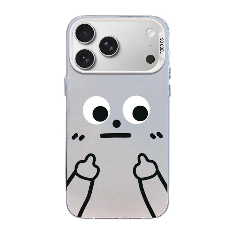 For iPhone 17 Pro Little Man Gestures Colored Silver Frosted PC Hybrid TPU Phone Case(Angry Hands Scorn)