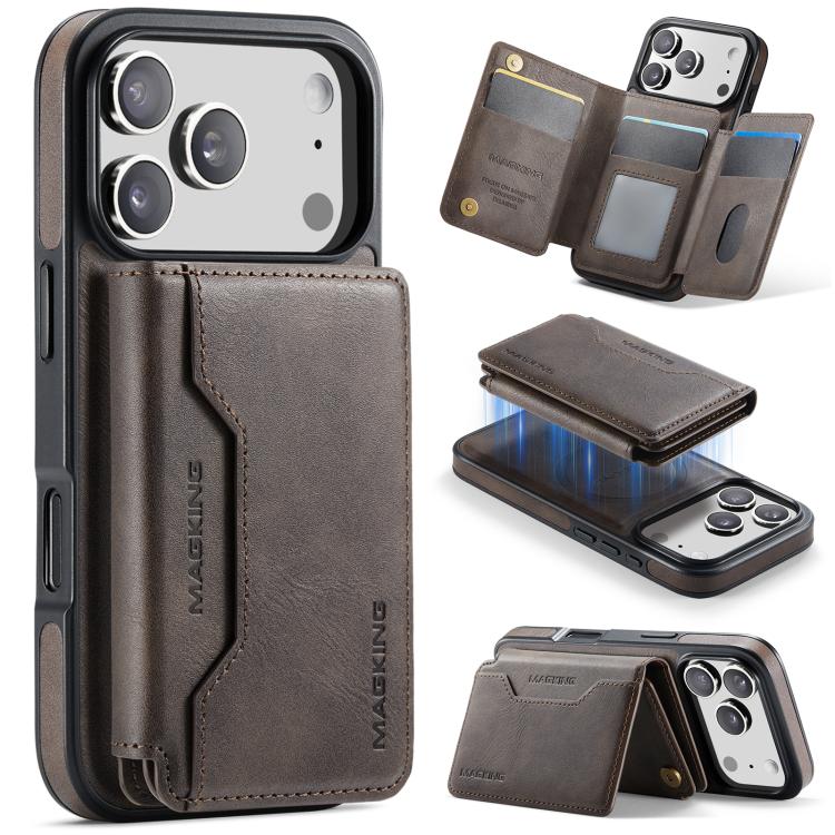 For iPhone 17 Pro MAGKING K3 Series MagSafe RFID K3 Pro Card Bag Detachable Phone Case(Coffee)
