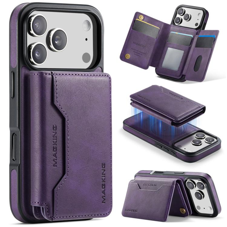 For iPhone 17 Pro MAGKING K3 Series MagSafe RFID K3 Pro Card Bag Detachable Phone Case(Purple)