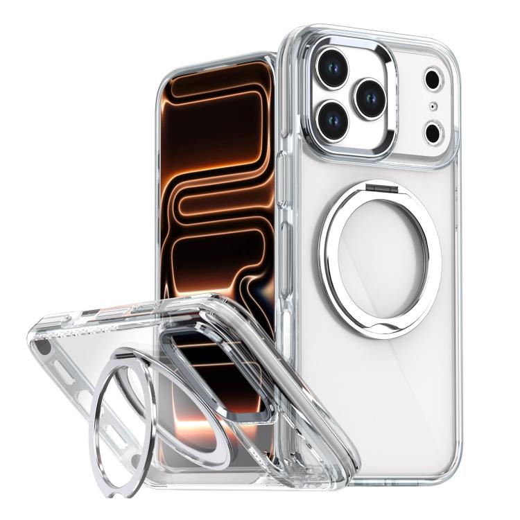 For iPhone 17 Pro Magnetic 360 Degree Rotating Holder Phone Case(White)