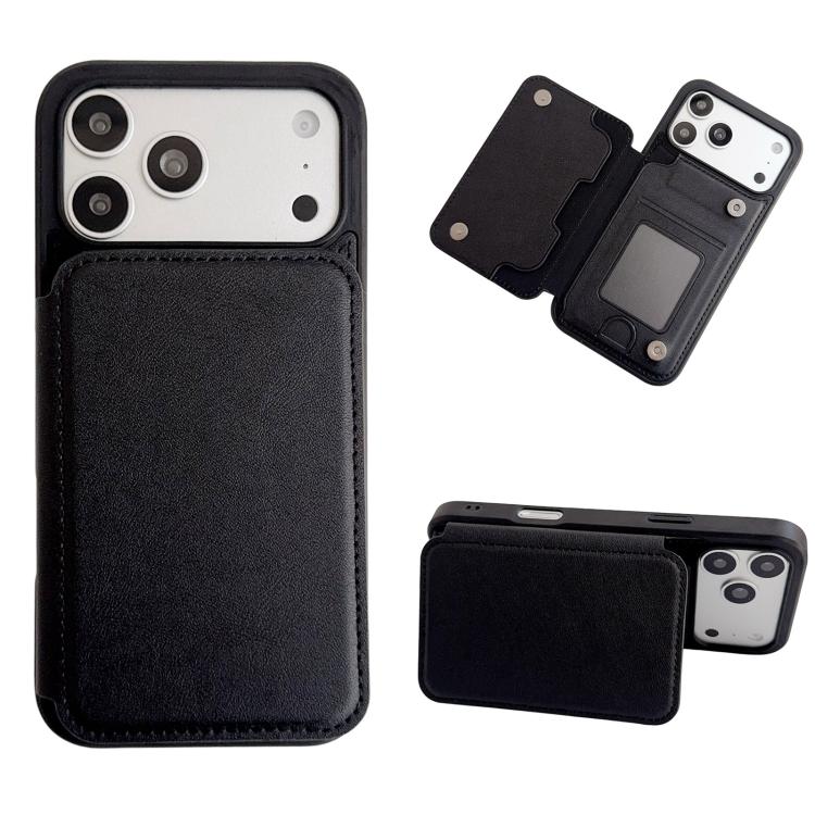 For iPhone 17 Pro Magnetic Snap Multifunctional Card Wallet Holder Phone Case(Black)