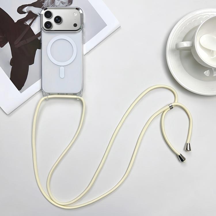 For iPhone 17 Pro MagSafe Magnetic PC + TPU Phone Case with Lanyard(Creamy White)