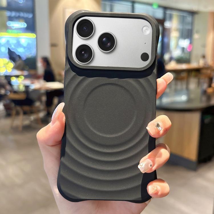 For iPhone 17 Pro MagSafe Magnetic Ring Texture TPU Phone Case(Black)