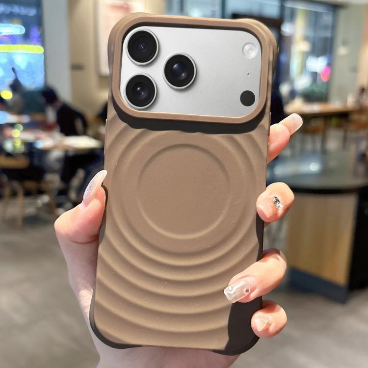 For iPhone 17 Pro MagSafe Magnetic Ring Texture TPU Phone Case(Khaki)