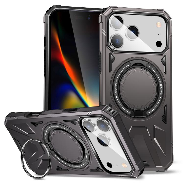 For iPhone 17 Pro MagSafe Magnetic Shockproof Phone Case with Ring Holder(Dark Grey)
