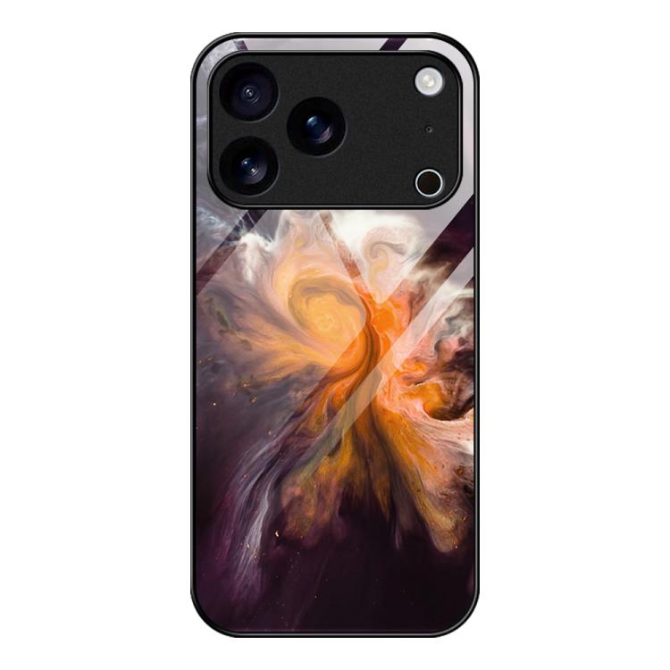 For iPhone 17 Pro Marble Pattern Glass Protective Phone Case(Typhoon)